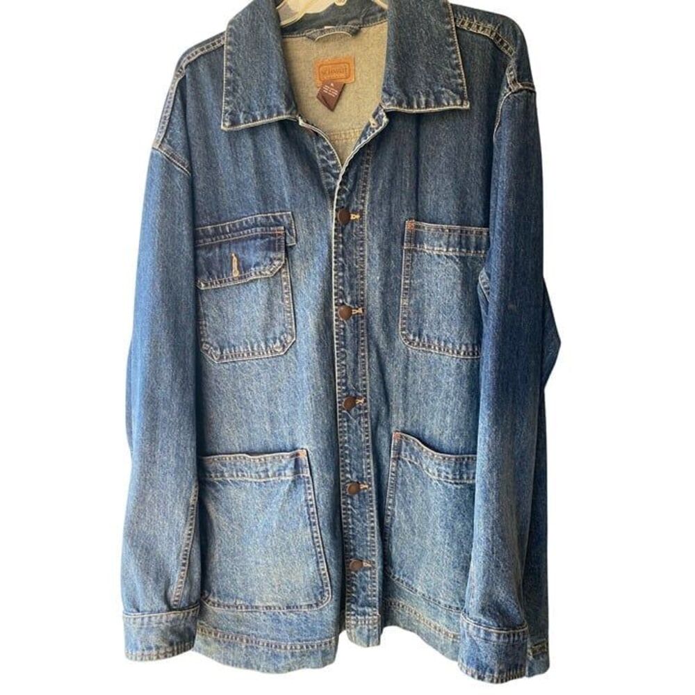 Schmidt Vintage Denim Jacket xl With Snap Buttons & Pockets